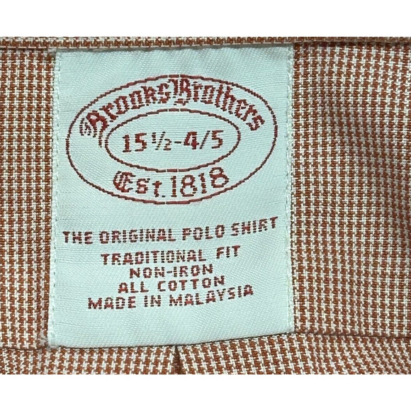 Brooks Brothers Shirt Mens 15.5-4/5 Red Traditional Fit Non Iron Long Sleeve - Picture 6 of 8